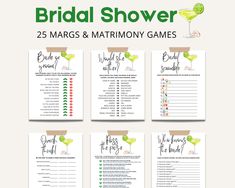 the bridal shower game is shown with drinks