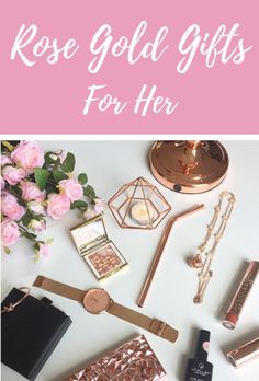 Rose Gold Gifts For Her #rosegold #rosegoldgifts #rosegoldmakeup #rosegoldjewellery #rosegoldwatch Gold Items