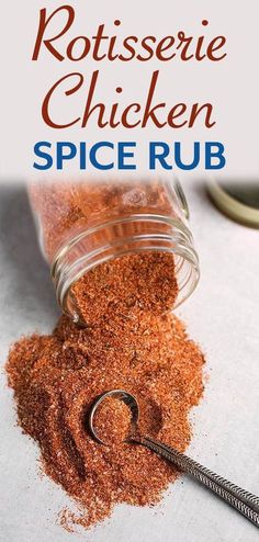 a jar filled with spices sitting on top of a table