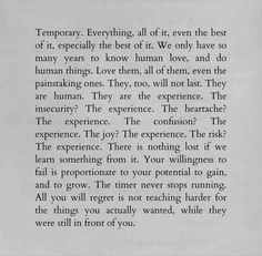 the text is written in black and white on a piece of paper that says, temporary everything