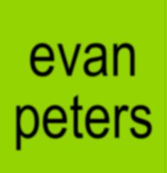 the words evan peters are black on a lime green background, and there is no image to describe