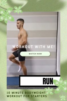 a man is running with the words workout with me