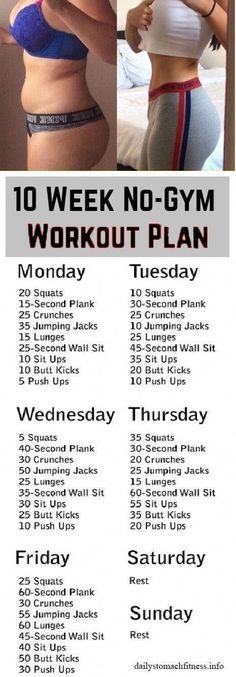 a poster with the words 10 week no gym workout plan