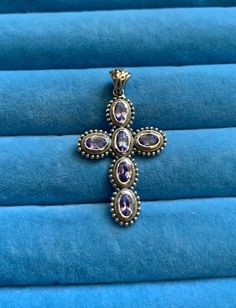 Tanzanite Cross Pendant in Sterling Silver - 1.40 ctw. Beautiful color Tanzanite pendant. Tanzanite Pendant, Tanzanite Stone, Rich Purple, Tanzanite Gemstone, Blue Tanzanite, Sterling Silver Cross, Crystals And Gemstones, Tanzania, Cross Pendant