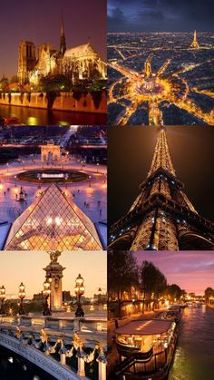 paris at night and the eiffel tower lit up in all different colors from dusk to dawn