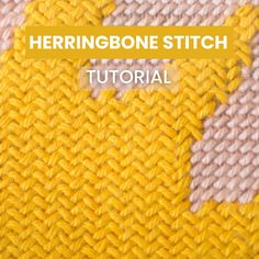 the herringbone stitch is shown in yellow and pink