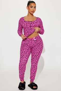 Available In Hot Pink/combo. 2 Piece PJ Set Long Sleeve Henley Top Jogger Pants Elastic Waistband Stretch Final Sale Disclaimer: Print Placement May Vary 95% Polyester 5% Spandex Imported | Wild Side PJ Pant Set in Hot Pink size Small by Fashion Nova Adult Pajama Party Outfit, Pijama Pants Outfit, Modest Sleepwear, Bratz Wardrobe, Adult Pajamas Party, Katelyn Brown, Pajama Party Outfit, Classy Fall Outfits, Pj Pant