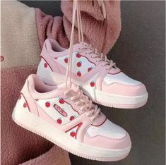 Kawaii Strawberry Sneakers Vulcanize Shoes Fashion Girl on Storenvy Cottagecore Shoes, Autumn Basket, Sepatu Platform, Female Sneakers, Dr Shoes, Kawaii Shoes, Platform Flats, Cute Sneakers, Sport Shoes Women