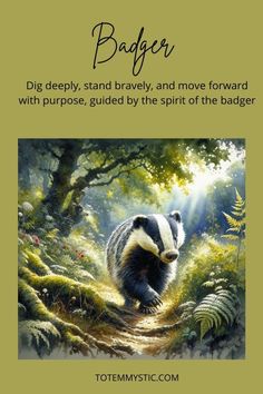 badger in the forest with quote about badger