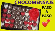 an advertisement for chocolates made to look like hearts and the word love is spelled in spanish