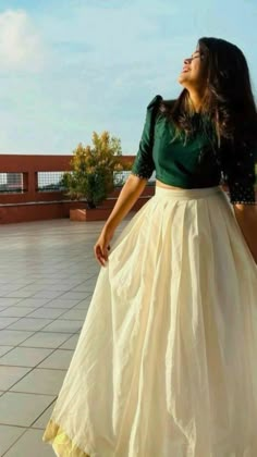 Onam Skirt And Top Designs, Kerala Style Skirt And Top, Traditional Skirt And Top, Skirt And Top Indian, Onam Outfits Ideas, Kerala Dress, Onam Dress, Long Skirt Top Designs, Onam Outfits