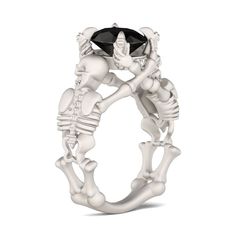 Gothic Jewelry Rings, Skeleton Ring, Skull Wedding Ring, Sterling Silver Skull Rings, Skull Engagement Ring, Horn Pendant Necklace, Skull Wedding, Silver Skull Ring, Bone Jewelry