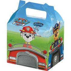 a party bag with an image of a fireman and his dog on the front