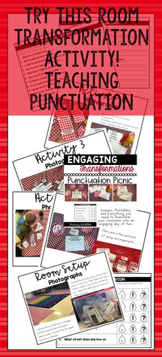 a poster with text that says try this room transportation activity, teaching punctition