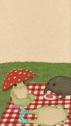 two animals are sitting at a picnic table