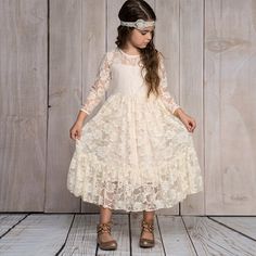 Season:Winter,Fall; Fabric:Cotton; Sleeve Length:Long Sleeve; Dress Length:Maxi; Look After Me:Hand wash; Gender:Girls'; Style:Princess,Cute; Elasticity:Micro-elastic; Occasion:Daily; Kids Apparel:Dress; Age Group:Kids; Fit Type:Regular Fit; Dresses Type:Tulle Dress,A Line Dress; Pattern:Solid Colored; Design:Embroidered,Mesh,Lace; Age:3-12 Years; Listing Date:10/11/2021; Bust:; Length: Flower Girl Dresses Floor Length, Elegant Flower Girl Dress, Vintage Flower Girls, Ivory Girls Dress, Flower Girl Dresses Vintage, Rustic Flower Girl Dress, Rustic Dresses, Boho Flower Girl, Rustic Flower Girls