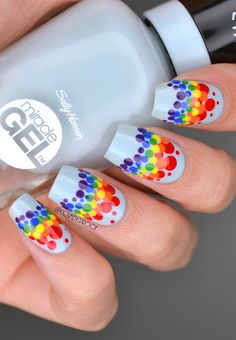 Easy Pride Nails Short, Fun Rainbow Nails, Pride Nails Diy, Pride Gel Nail Designs, Rainbow Nail Designs Acrylic, Pride Fingernails, Simple Rainbow Nail Designs, Pride Pedicure Ideas, Pride Short Nails Designs