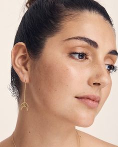 The Crescent Moon has long been a symbol of feminine energy. The word 'crescent' is derived from the Latin word creare - which means to create, so this ancient symbol is linked to the creative power of the Divine Goddess.  
 These Gold Vermeil earrings have delicate hand-stamped detailing that represents the ancient symbol of the sun, meaning they harness both the solar and lunar energies - perfect for creative artists. The Sun Meaning, Sun Meaning, Moon Earrings Gold, Divine Goddess, Latin Word, Byron Bay Australia, Ancient Symbols, Moon Earrings, Feminine Energy