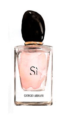 a painting of a bottle of perfume with the word si on it's top