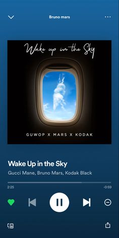 an app with the words wake up in the sky on it's screen, which is