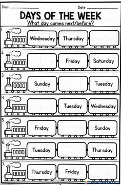 the days of the week worksheet for students to practice their language skills and writing