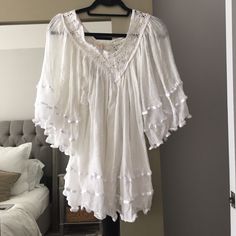 This White Bathing Suit Cover Up Is Perfect For The Summer. Can Be Worn As A Dress Or With Shorts! Never Worn + With Original Tags White Babydoll, White Bathing Suit, Bathing Suit Cover, Bathing Suit Cover Up, A Dress, White Cream, Resort Wear, Cream White, Bathing Suit