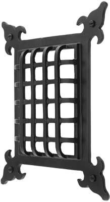 an image of a black rack with holes