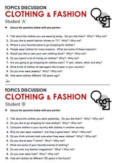 two question cards with the words clothing and fashion