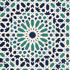 an intricate tile design in blue and green