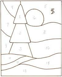 a coloring page with numbers and shapes in the shape of a christmas tree on it