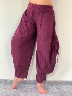 "Cotton Soft Rope Pants, Lady Pants, Light Weight Women Pants If you are looking for some pants that you can wear everywhere, comfortable, relax and Easy to wear. Cotton Soft Pants is Answer!! Nice gift for yourself or your lover Approx. Measurements: Waist 40\" Length 37\" Hip 48\" Inseam 28\" Ankle 12\" FRONT RISE: Measure from the center of the crotch to the top of the waist = 11\" - Condition: Brand new without tags. 100% Cotton - Made in Thailand Shipping & Handling * Parcels will be sh Comfortable Full-length Harem Pants With Pockets, Yoga Long Pants With Pockets, Comfortable Baggy Tapered Leg Pants, Comfortable Baggy Pants With Tapered Leg, Yoga Harem Pants With Pockets, Yoga Trousers With Pockets, Comfortable Yoga Bottoms With Pockets, Comfortable Solid Color Ankle-length Harem Pants, Baggy Comfortable Harem Pants