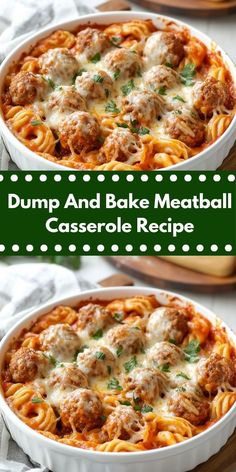 two bowls filled with dump and bake meatball casserole