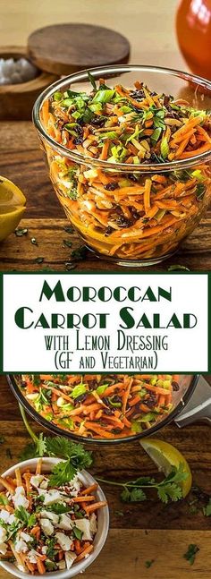 the cover of moroccan cabot salad with lemon dressing and vegtables is shown