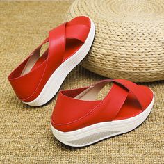 Color: Red, Shoe size: 37 Summer Shoes Wedges, Pink Trousers, Green Bras, Women Platform Sandals, Wedges Shoes, Dressing Style, Sport Tights, Two Piece Pants Set, Beige Shoes