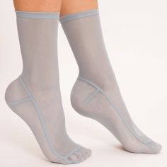 Darner Solid Powder Blue Mesh Socks