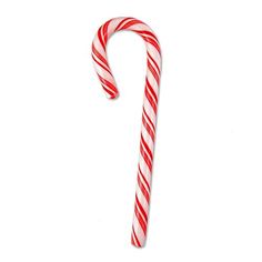 a red and white candy cane on a white background