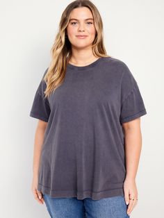 crew neck short drop-shoulder sleeves oversized fit tunic length hits at hip models are approx.  5'9" and wear sizes s (4), l (12), and xl (18)machine wash according to the care instruction label Oversized Relaxed Crew Neck Top, Oversized Casual Short Sleeve Top For Loungewear, Casual Oversized Short Sleeve Top For Loungewear, Relaxed Crew Neck Short Sleeve Top, Oversized Washed T-shirt, Oversized Short Sleeve Top With Crew Neck, Relaxed Fit Short Sleeve Crew Neck Top For Loungewear, Casual Crew Neck Short Sleeve Top For Loungewear, Casual Boxy Short Sleeve T-shirt