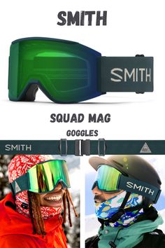 the snow goggles are different colors and sizes