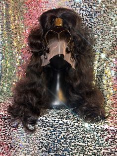 "26\" Curly Lace front with Gold Rhinestone sculpted sections -NO REFUNDS OR RETURNS" Rhinestone Wig, Styled Wigs, Drag Queens, Gold Rhinestone, Synthetic Wig, Curly Wigs, Hair A, Synthetic Wigs, Lace Front