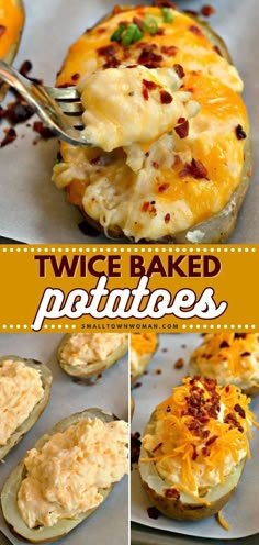 TWICE BAKED POTATOES Different Baked Potatoes, Twice Baked Potatoes In The Oven, Dinner Ideas For Birthday, Recipes For Two People Dinners, Twice Baked Potatoes Easy, Baked Potato Fillings, Side For Steak, Fathers Day Food, Twice Baked Potatoes Recipe