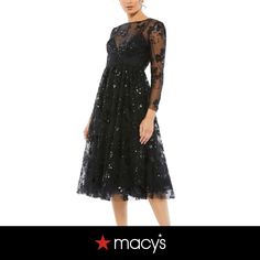 in stock Mother Of The Bride Black, Fashion Education, Neck Bracelet, Sequin Midi Dress, Embroidered Midi Dress, Bateau Neck, Mac Duggal, Dress The Population, Guest Dress