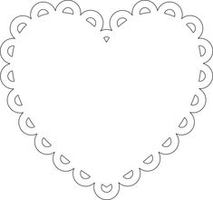 a heart shaped doily with an intricate design on the top and bottom corner, outlined in black against a white background