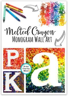 the melted crayon monogram wall art kit