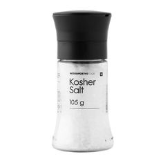 kosher salt is shown on a white background