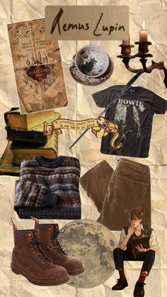 a collage of items from the movie harry potter