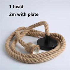 a rope with a light attached to it and the words head 2m with plate