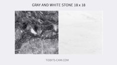 gray and white stone is shown in two different images, one with black and white marble