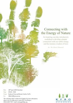 a poster with trees and the words connecting with the energy of nature