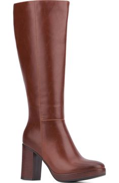 NEW YORK AND COMPANY Felicity Knee High Boot (Women) | Nordstromrack Brown Leather Knee High Boots, Brown Knee High Boots, Leather Knee High Boots, New Kids On The Block, New York And Company, Knee High Leather Boots, Christmas 2024, Casual Work Outfits, Work Casual