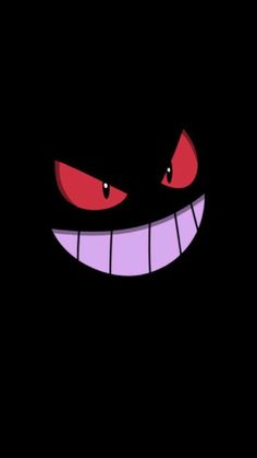 an evil face in the dark with red eyes and fangs on it's teeth